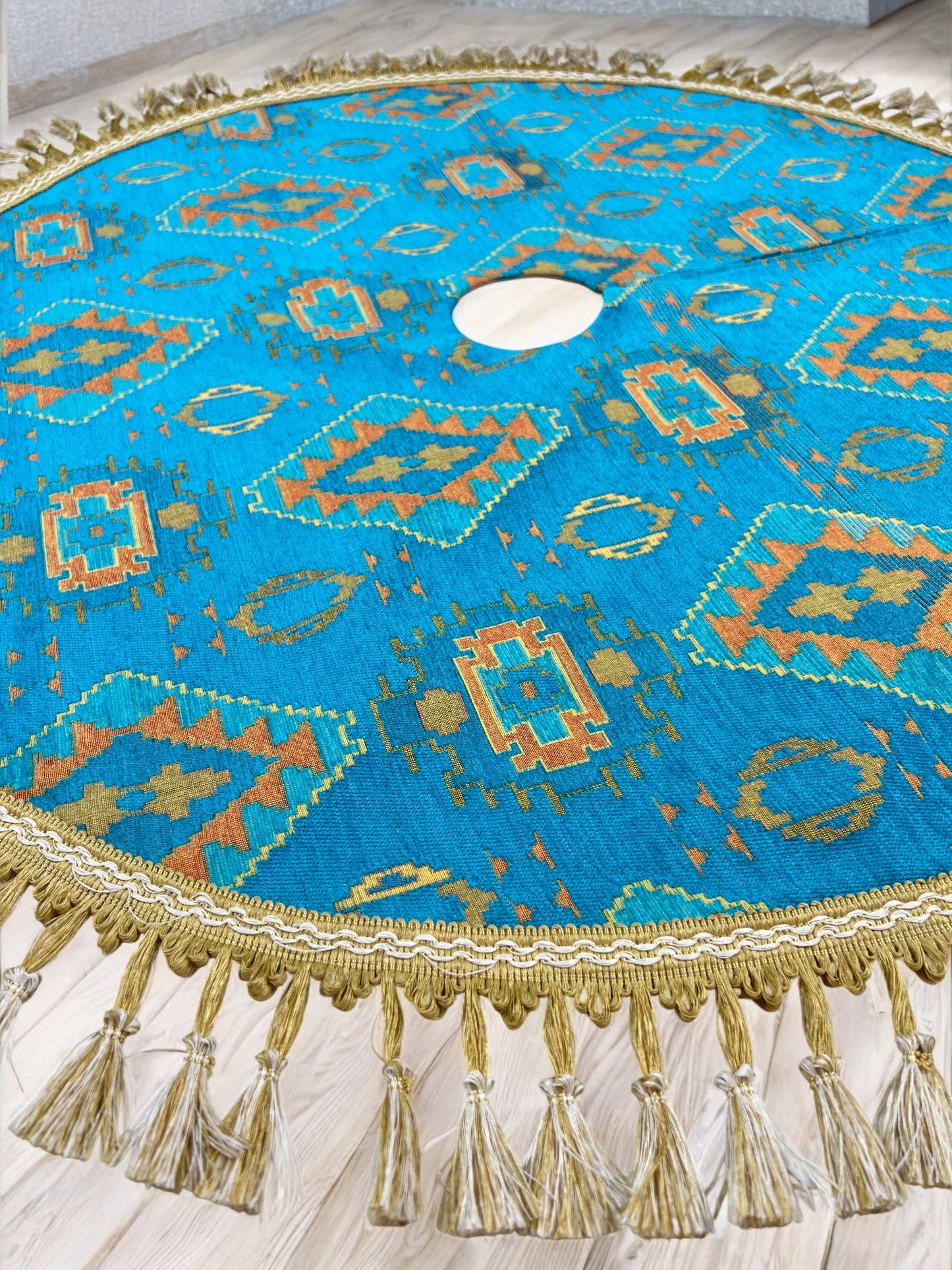Kilim Design Christmas Tree Skirt | Custom Xmas Tree Skirt | Holiday Decor | Christmas Ornaments & Gifts