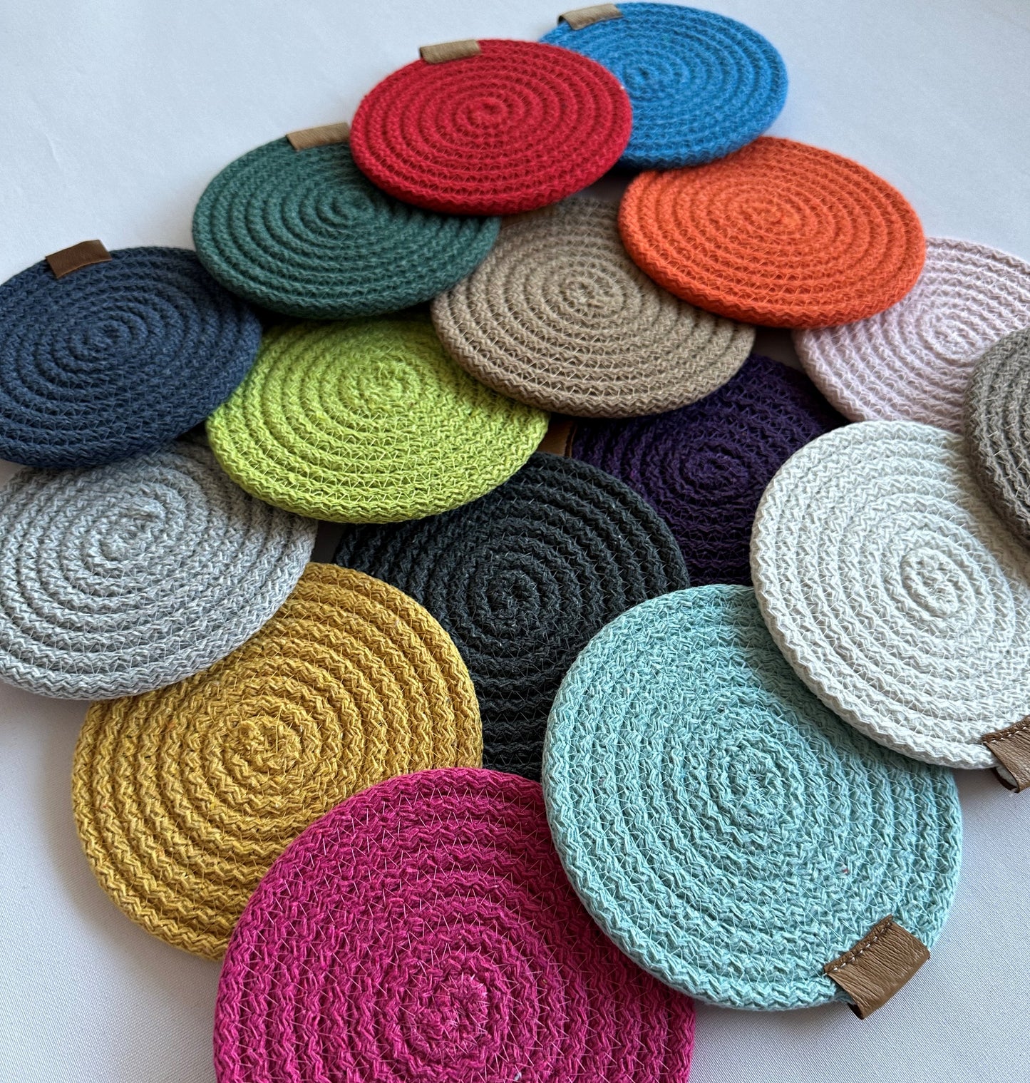 Set of Cotton Rope Coasters - Colorful Table Coasters for Dining Table & Kitchen Décor, Perfect Housewarming Gift