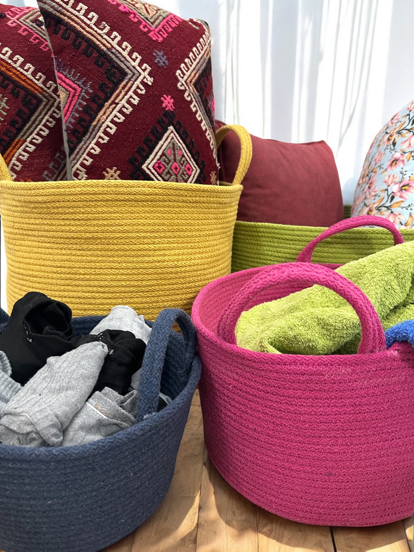 Cotton Rope Storage Basket - Nursery, Toy, and Cloth Organizer, Perfect Gift for Mom