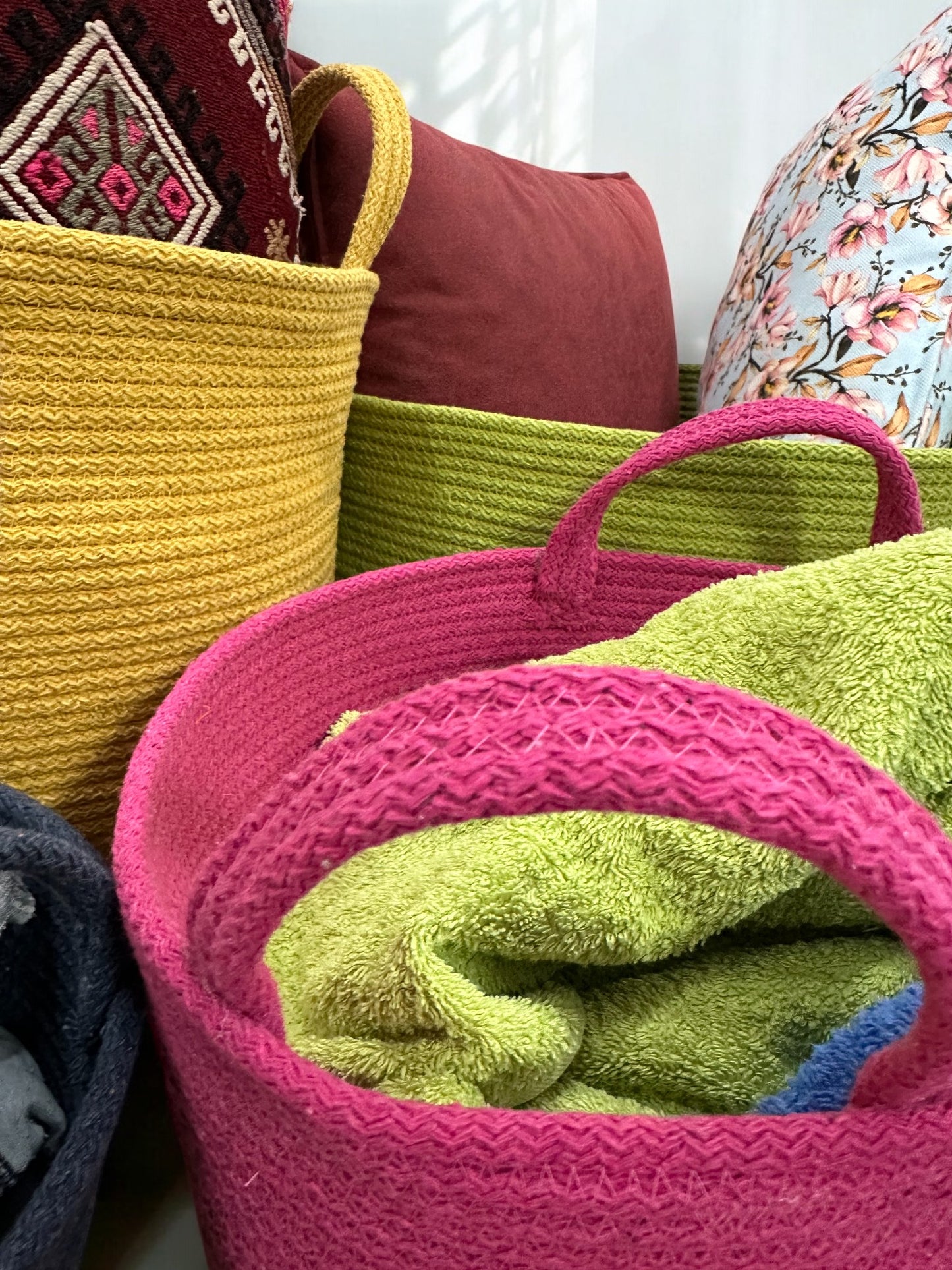 Cotton Rope Storage Basket - Nursery, Toy, and Cloth Organizer, Perfect Gift for Mom