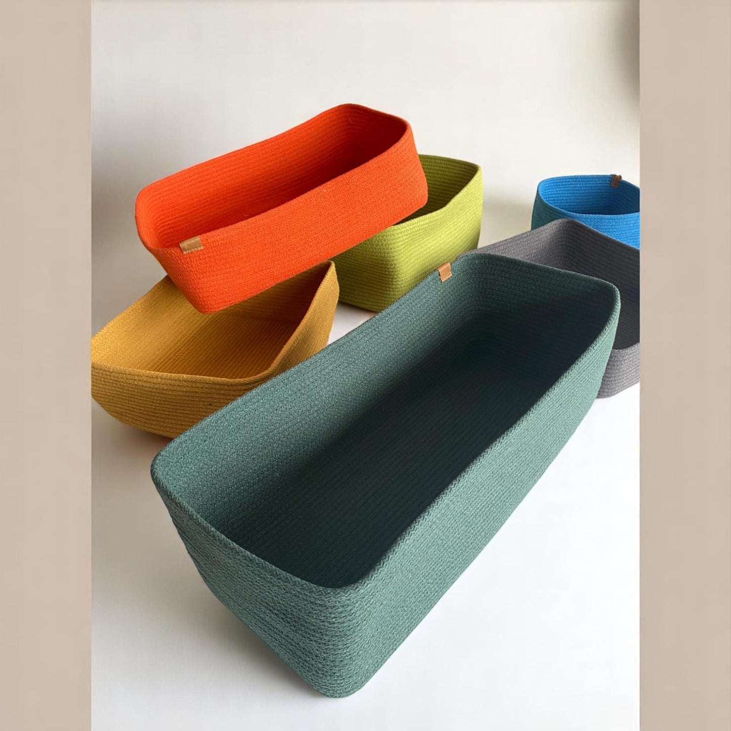 Custom Size Cotton Rope Organizer Basket - Square & Rectangle Storage Bin, Colorful Basket for Home, Housewarming Gift