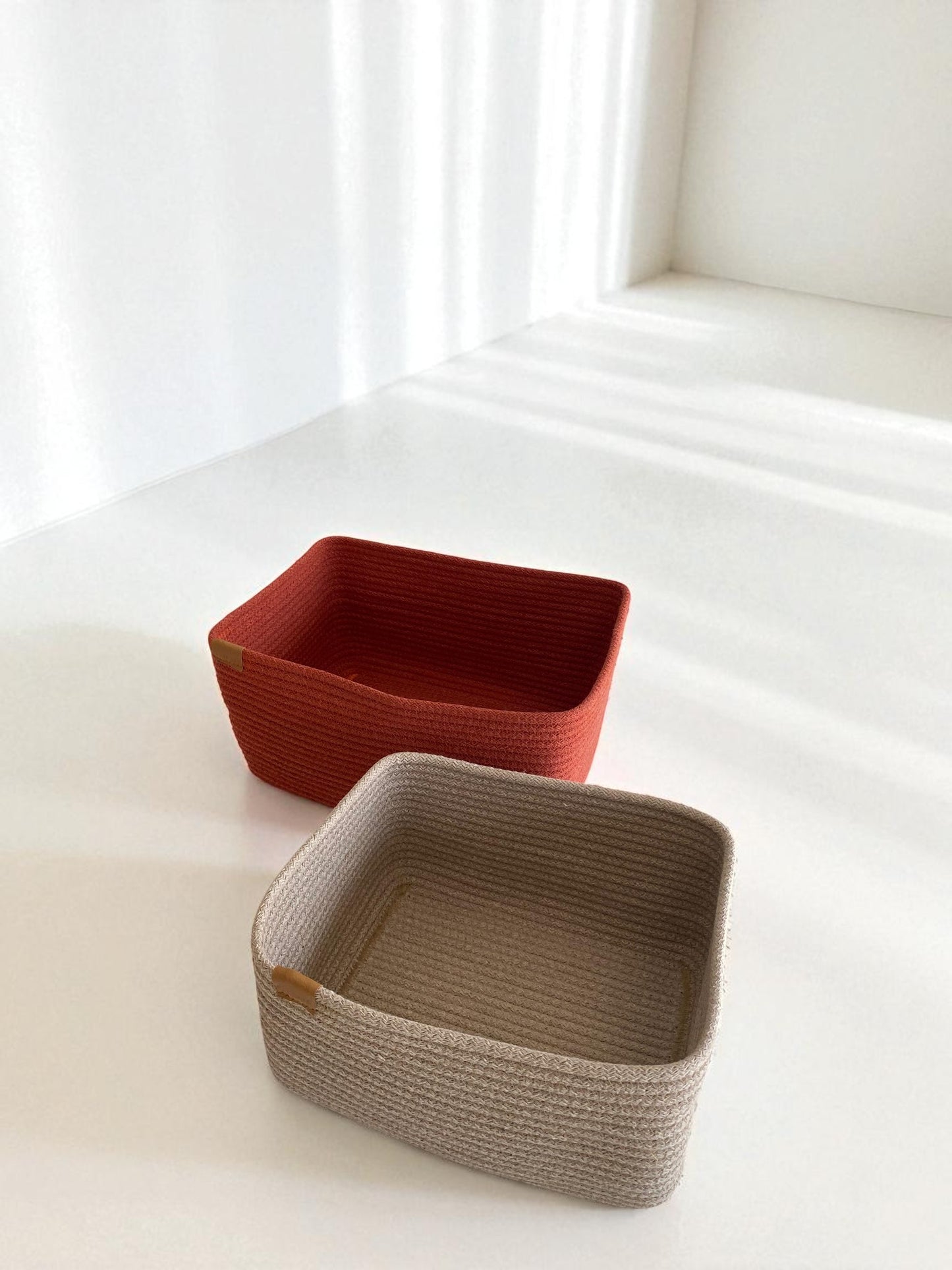 Custom Size Cotton Rope Organizer Basket - Square & Rectangle Storage Bin, Colorful Basket for Home, Housewarming Gift