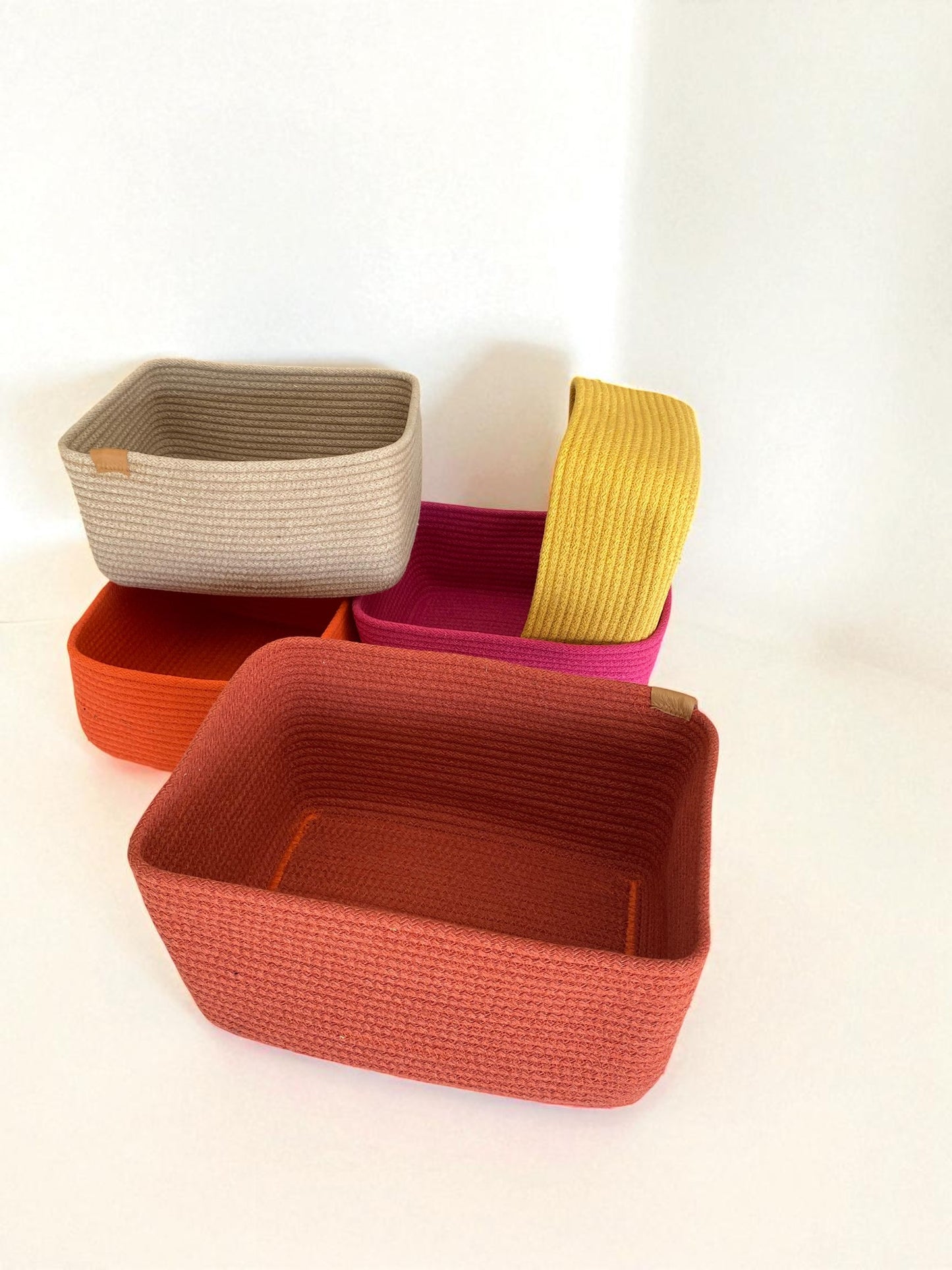 Custom Size Cotton Rope Organizer Basket - Square & Rectangle Storage Bin, Colorful Basket for Home, Housewarming Gift