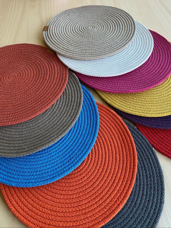 Cotton Rope Placemats - Round, Colorful Dining Table Mats, Decorative Placemats for Dining Table Décor