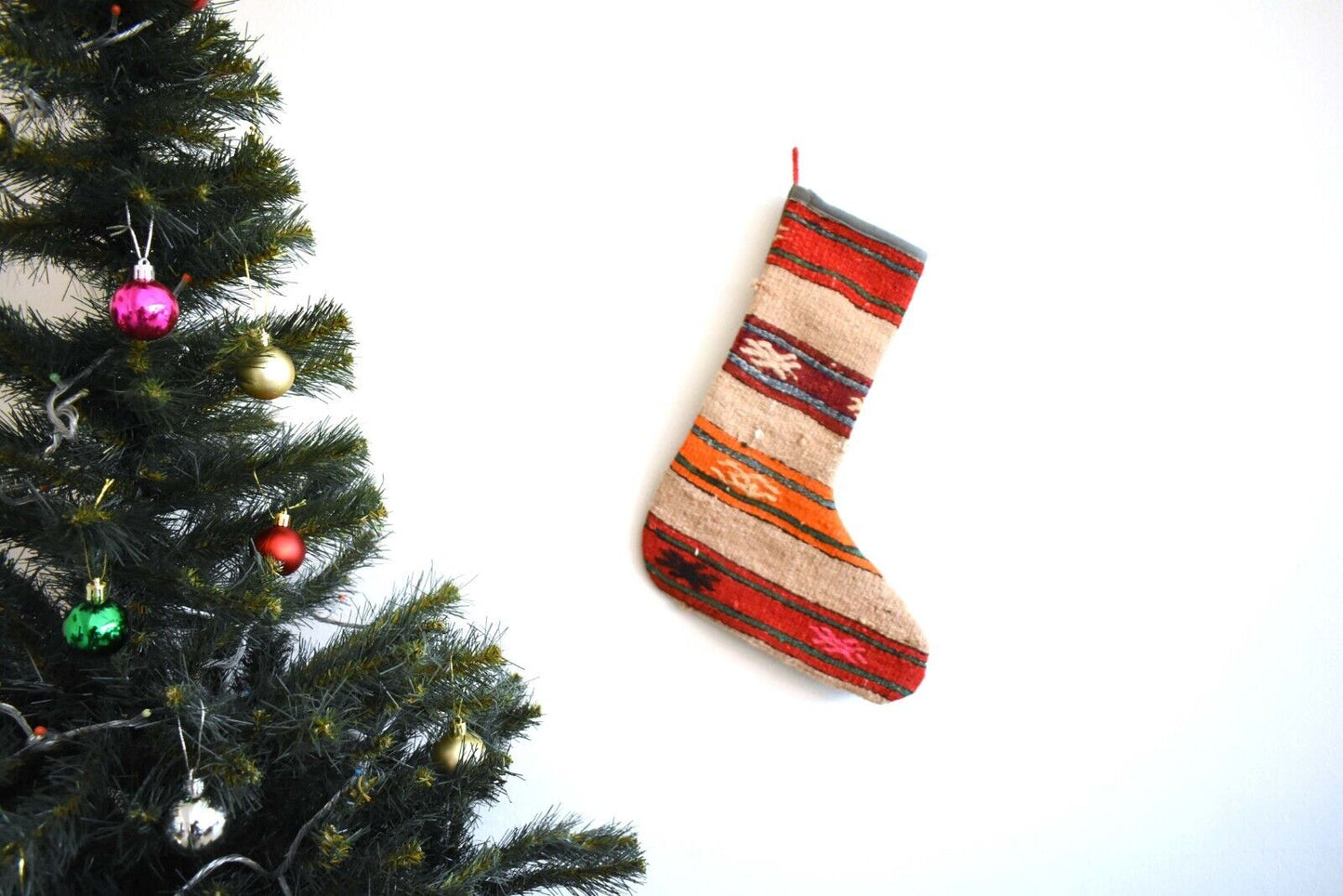 Christmas Stocking Kilim Christmas Sock Rug Gift Stocking Xmas Decor Socks S01