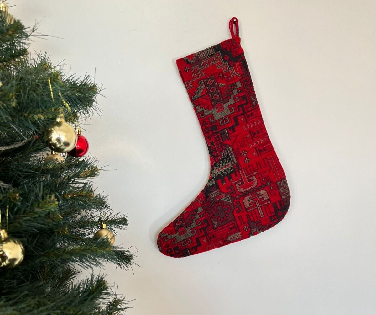 Kilim Christmas Stocking Rug Design Ethnic Gift Home Decorative Xmas Sock