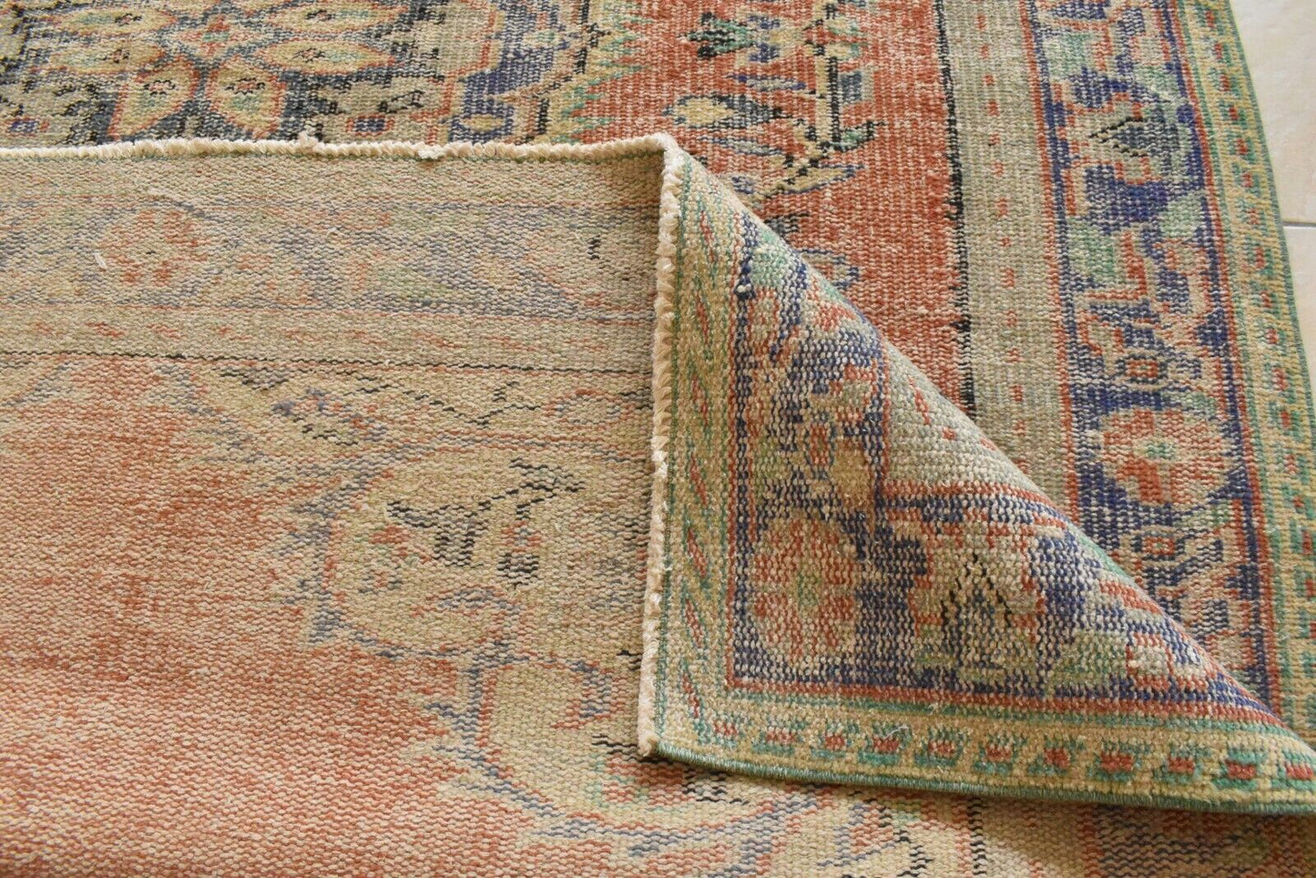 Handmade Area Rug 8.6 x 5.5 ft Distressed Anatolian Vintage Medallion Rug  C45