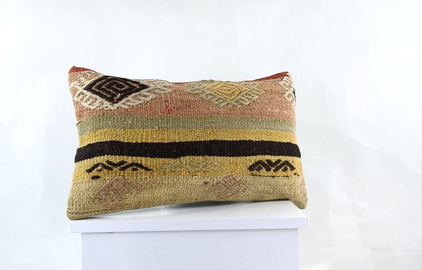 Kilim Pillow Cover 12x20 Turkish Handmade Sofa Couch Floor Lumbar Cushion E989