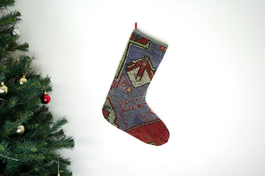 Kilim Christmas Stocking Vintage Rug Stocking Ethnic Decorative Xmas Socks S516