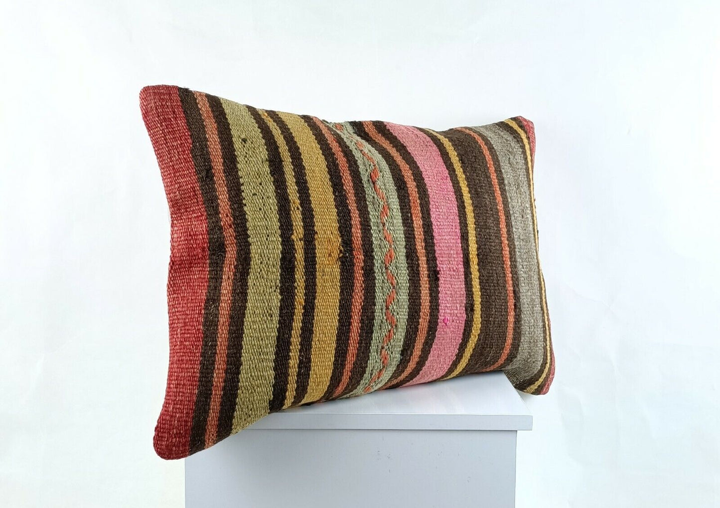 Kilim Pillow Cover 16x24 in Traditional Handmade Anatolian Lumbar Cushion A1503