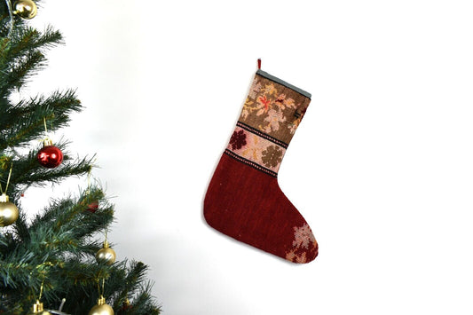 Kilim Christmas Stocking Vintage Rug Stocking Ethnic Decorative Xmas Socks S649