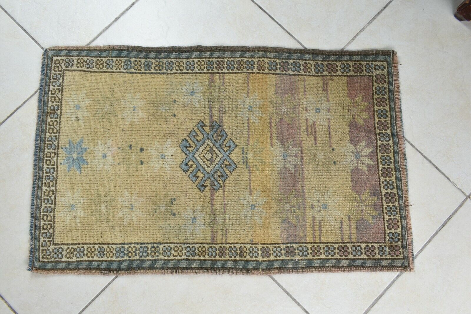 2.6x1.6 ft Anatolian Runner Small Vintage Rug Oushak Runner Mini Turkish Rug Y86