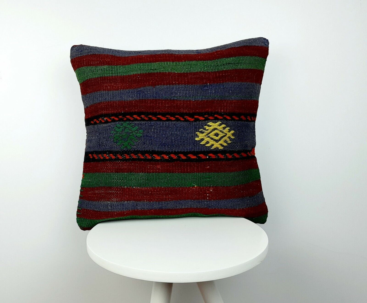 16x16 Handmade Kilim Rug Pillow Cover Vintage Boho Ethnic Lumbar Cushion E223