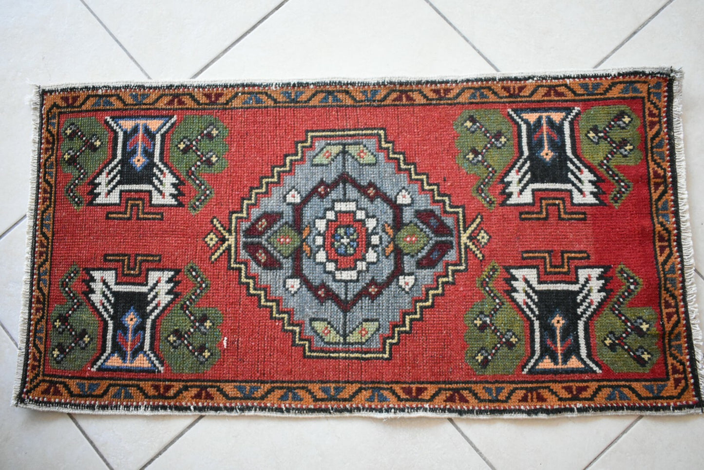 Anatolian Runner 3.3x1.7 ft Vintage Turkish Runner Oushak Runner Rug Y20