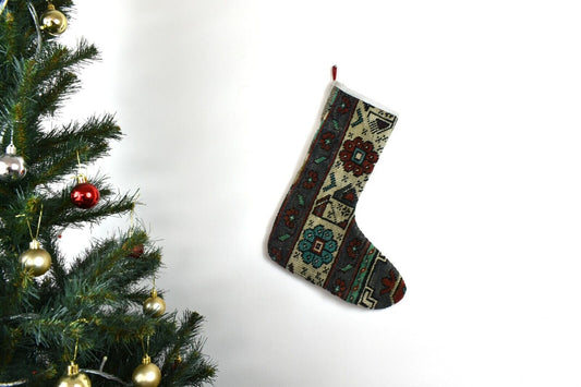 Kilim Christmas Stocking Vintage Rug Stocking Ethnic Decorative Xmas Socks S633