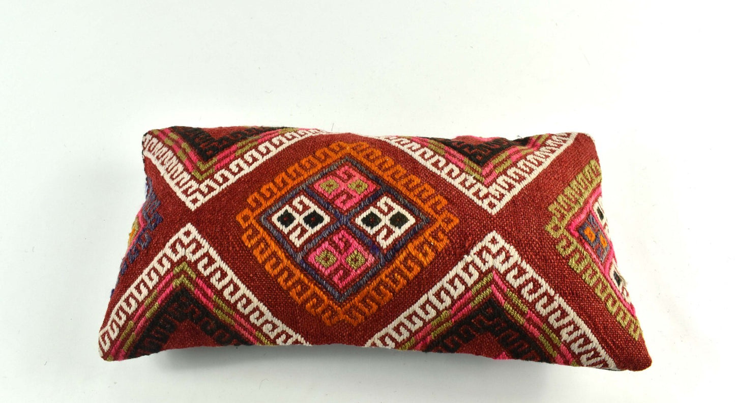 Turkish Cushion Cover 8"x16" Handmade Vintage Boho Ethnic Throw Pillow Case 3723