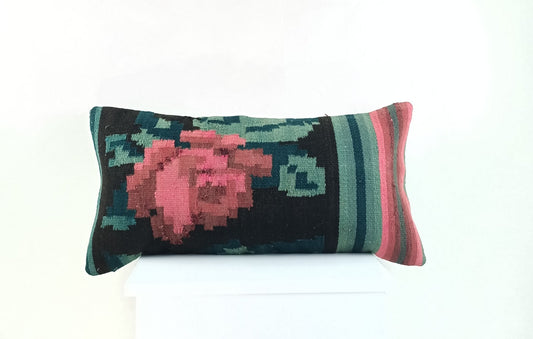 Home Decorative Handmade 12x24 Tribal Vintage Turkish Kilim Pillow Cover 2265