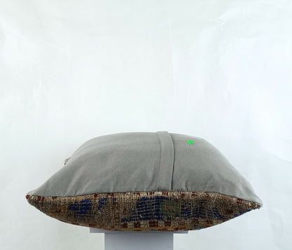 Kilim Pillow Cover 18x18 Handmade Turkish Ethnic Vintage Lumbar Cushion A1399