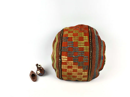 Kilim Round Pillow Cover 18" in Tribal Vintage Turkish Carpet Round Cushion 4959