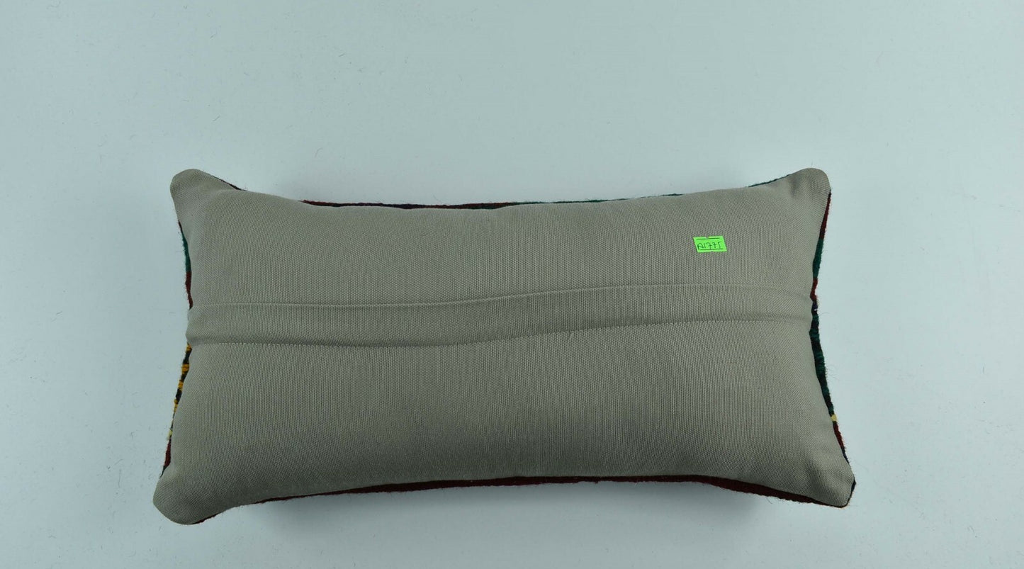 Kilim Lumbar Pillow Cover 10x20 Decorative Sofa Couch Handmade Cushion A1775