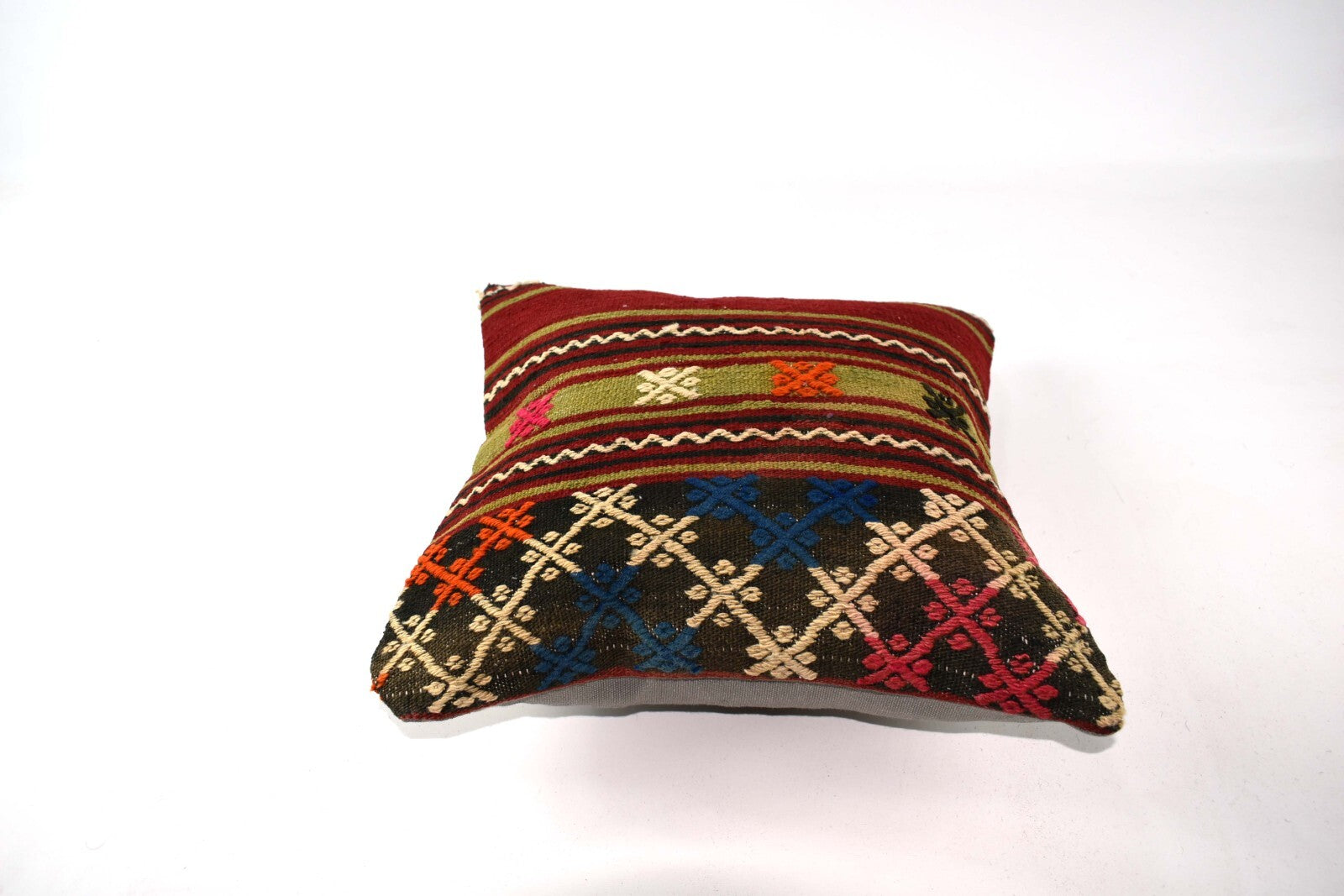 14"x14" Kilim Pillow Cover Handmade Turkish Tribal Ethnic Boho Rug Cushion 4268