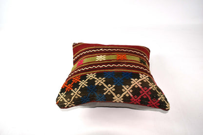 14"x14" Kilim Pillow Cover Handmade Turkish Tribal Ethnic Boho Rug Cushion 4268