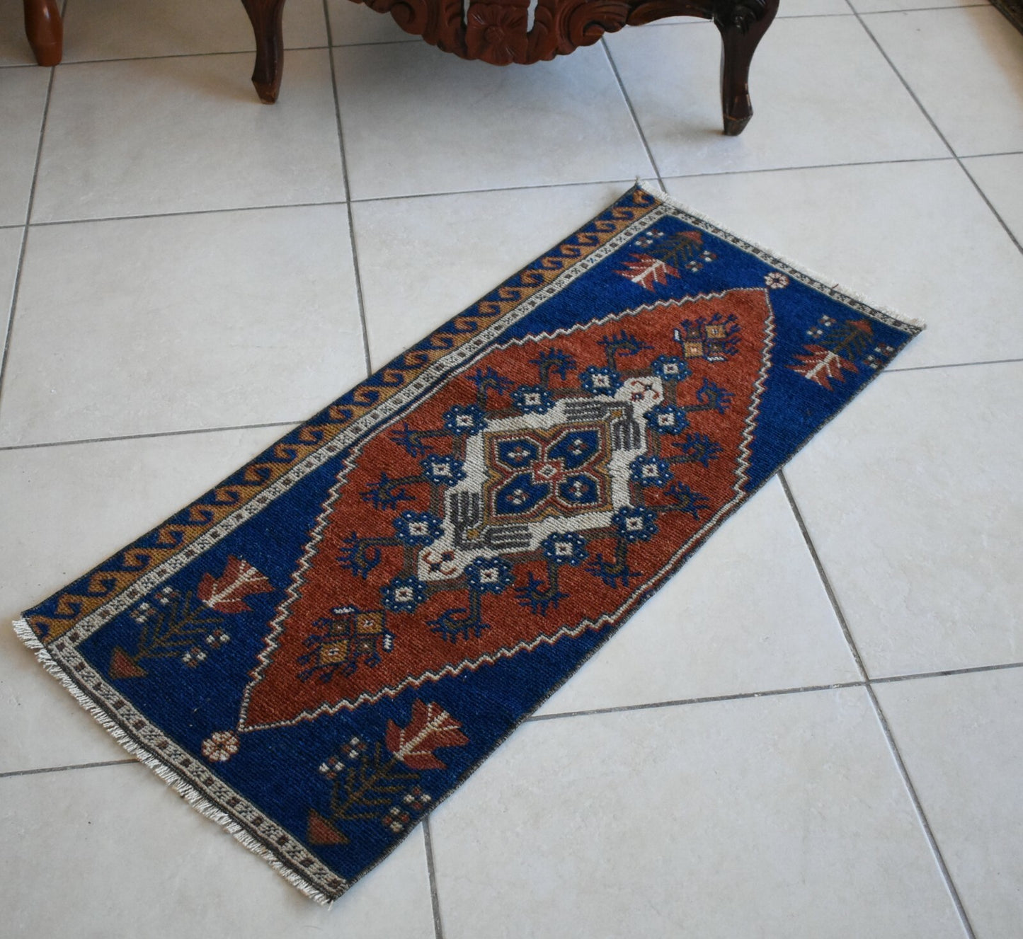 Turkish Runner 3.3x1.4 ft Runner Vintage Oushak Runner Small Faded Runner Y11