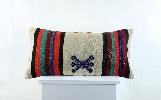 Home Decorative Handmade 12x24 Tribal Vintage Turkish Kilim Pillow Cover 2739