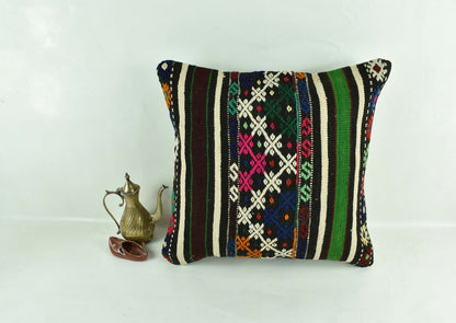 18"x18" Kilim Pillow Cover  Handmade Turkish Vintage Cushion Tribal Lumbar 3017