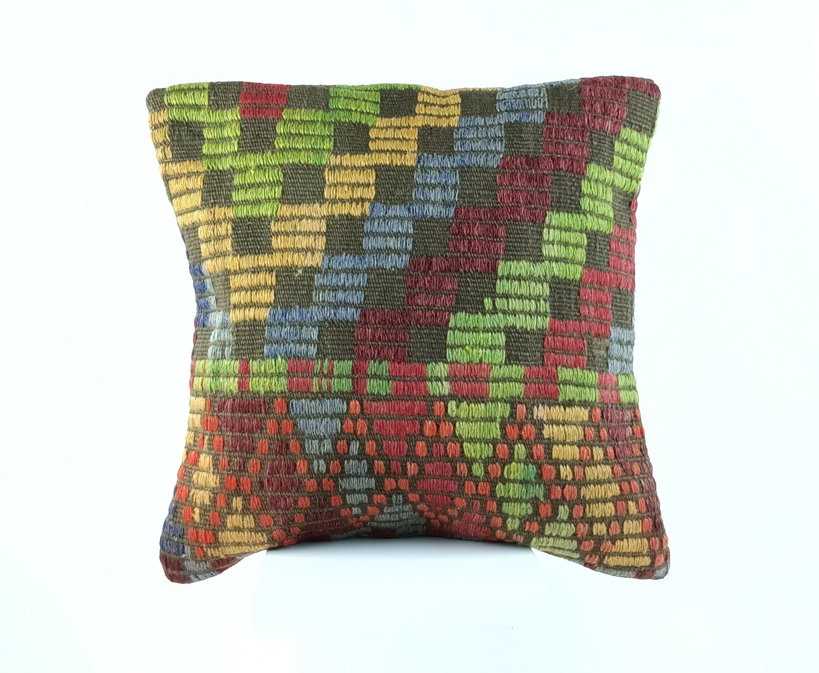 18"x18" Kilim Pillow Cover  Handmade Turkish Vintage Cushion Tribal Lumbar 2353