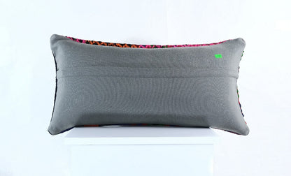Handmade Turkish Kilim Pillow Cover 12x24 Ethnic Boho Sofa Lumbar Cushion E999