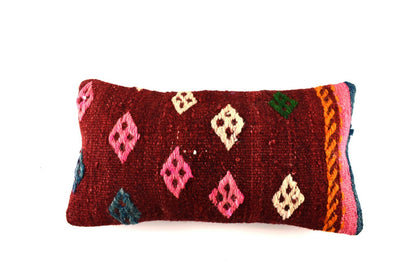 8x16 Kilim Pillow Cover Vintage Tribal Oushak Kilim Ethnic Lumbar Cover A2978