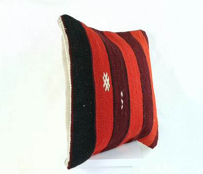 Kilim Sofa Pillow Cover 16x16 Handmade Vintage Pillow Boho Cushion Cover A698