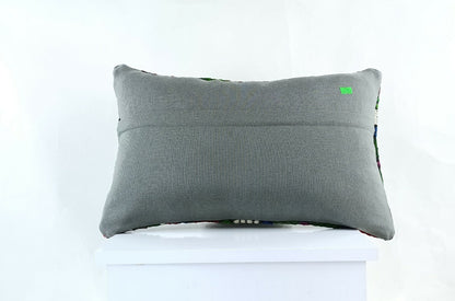 Kilim Pillow Cover 12x20 Handmade Turkish Rug Boho Ethnic Lumbar Cushion E1074