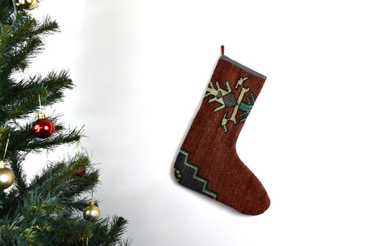 Kilim Christmas Stocking Vintage Rug Stocking Ethnic Decorative Xmas Socks S621