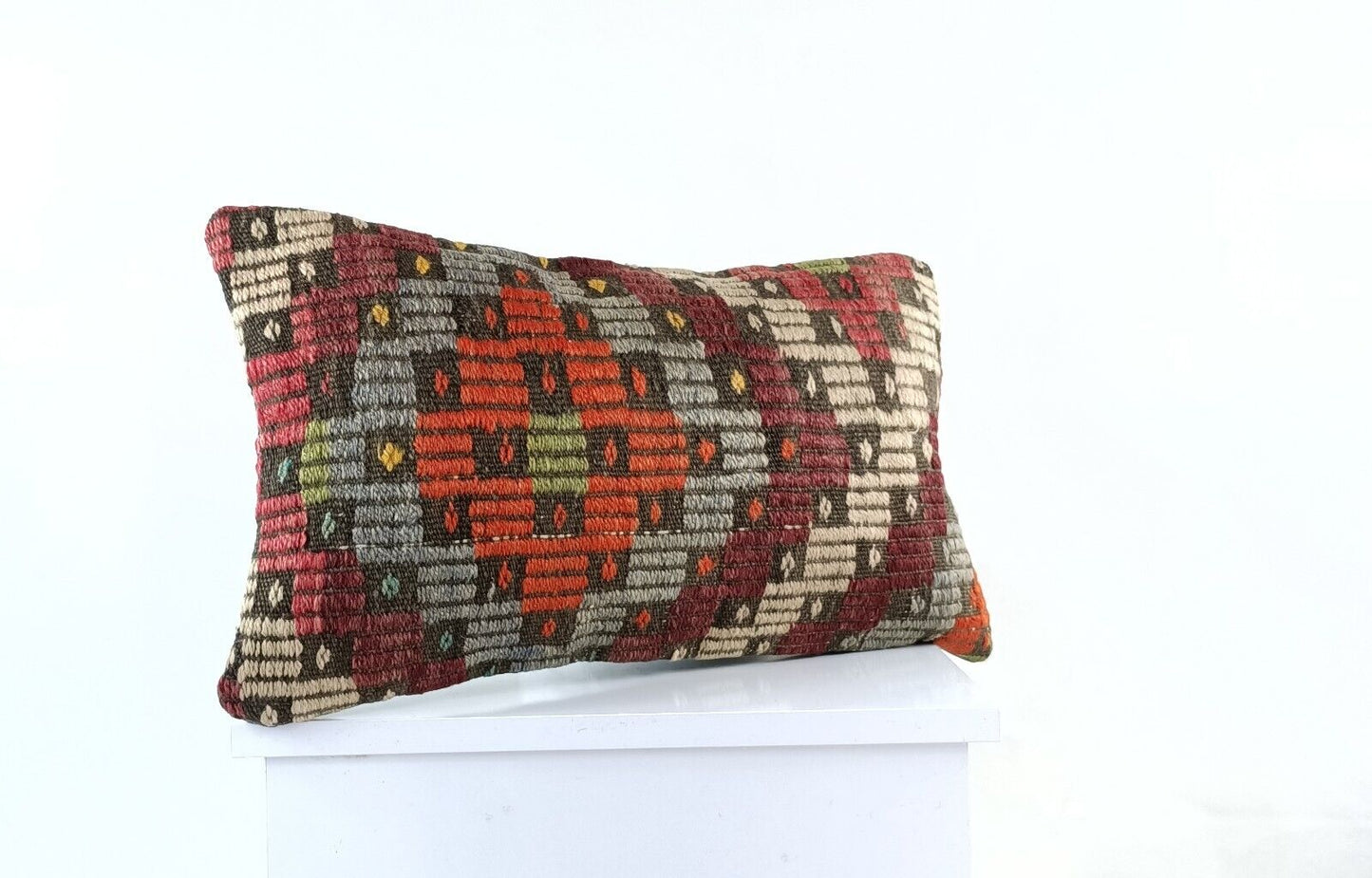 Kilim Pillow Cover 12x20 Turkish Handmade Sofa Couch Floor Lumbar Cushion E985