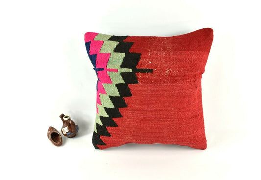 Kilim Pillow Cover 16x16 inch Handknotten Decorative Vintage Cushion Cover A2515