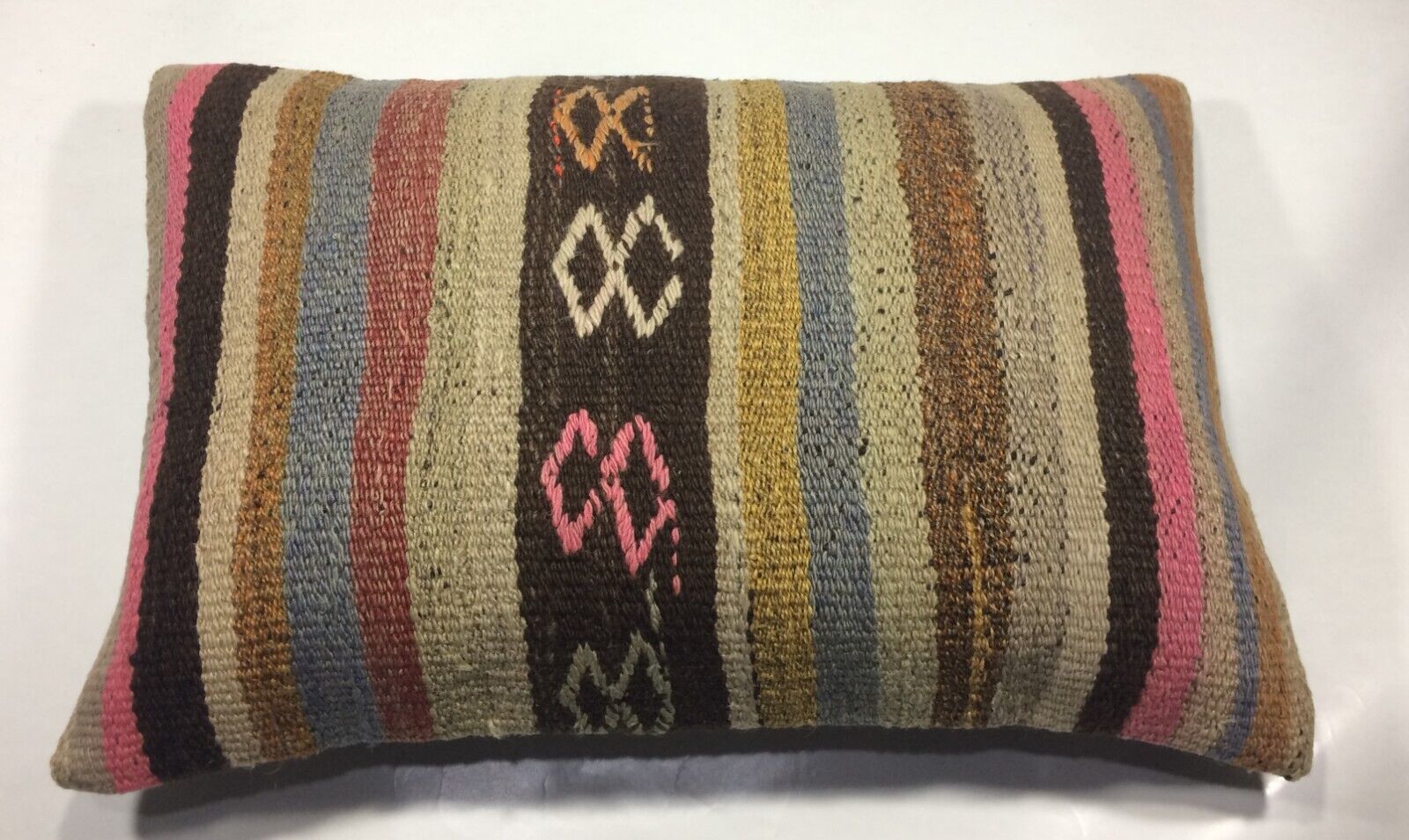 Kilim Pillow Cover 16x24 Tribal Vintage Turkish Carpet Lumbar Pillow Cover 1016