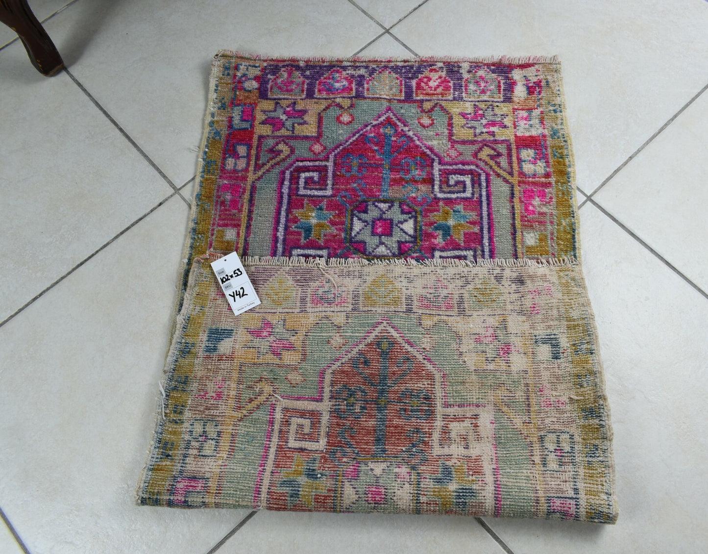 Anatolian Runner 3.3x1.7 ft Vintage Turkish Runner Oushak Runner Rug Y42