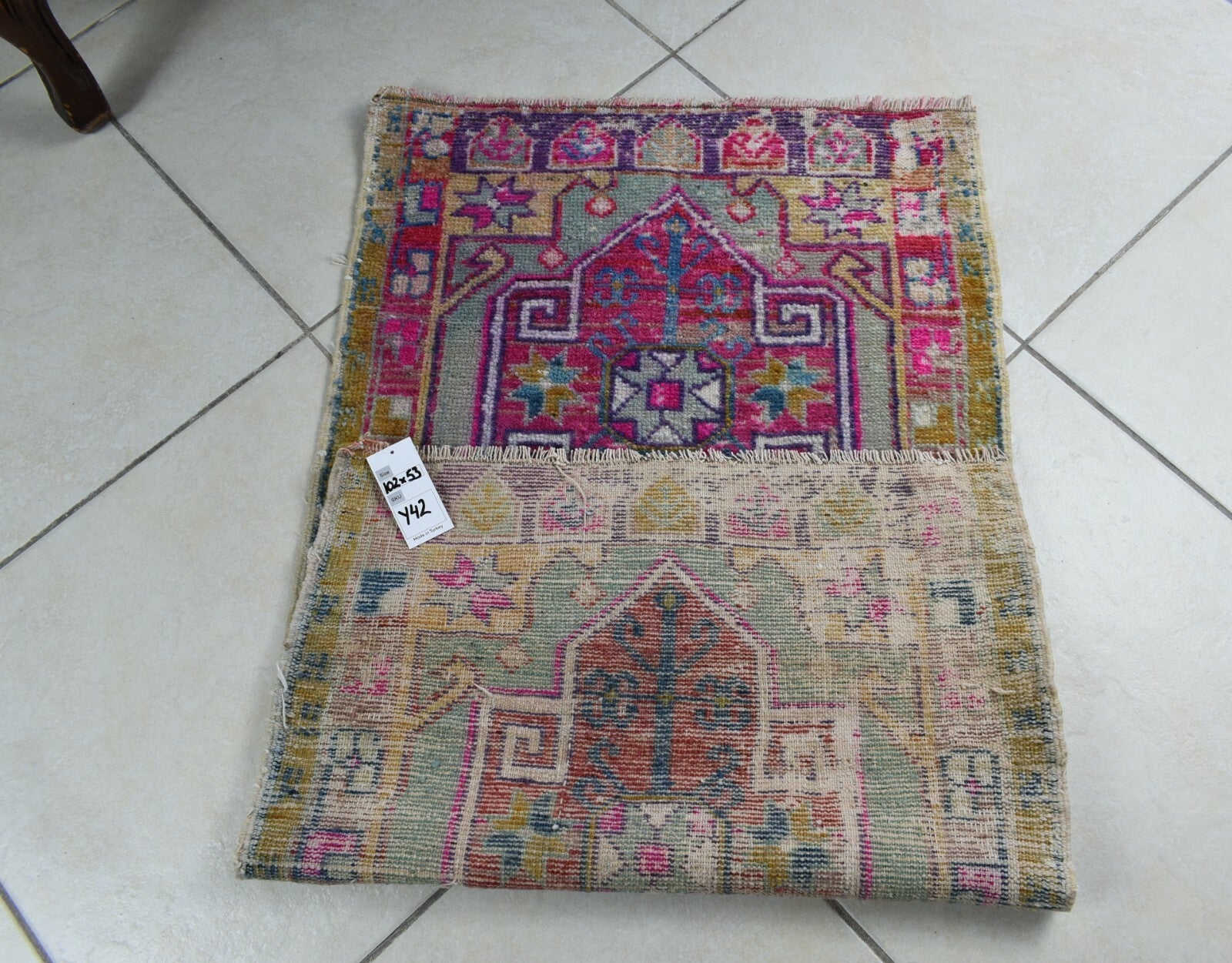 Anatolian Runner 3.3x1.7 ft Vintage Turkish Runner Oushak Runner Rug Y42