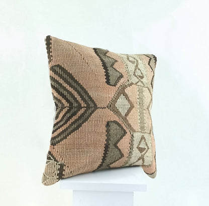 Kilim Pillow Cover 16x16 Oriental Traditional Handmade Boho Lumbar Cushion  A873
