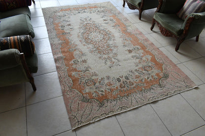 Faded Oushak Rug 9.4x5.2 ft Anatolian Rug Turkish Carpet Boho Floor Rug U21