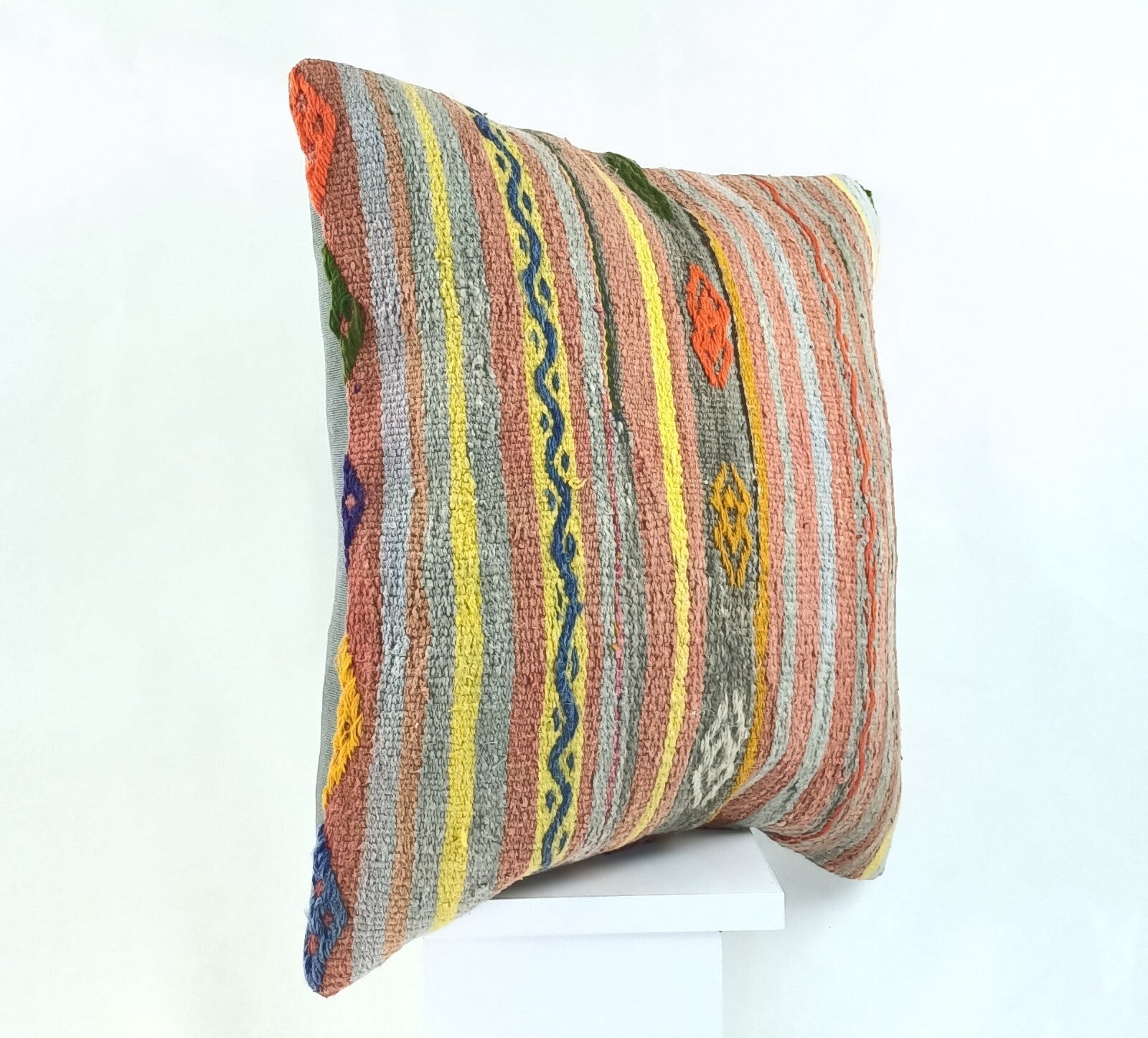 18"x18" Kilim Pillow Cover  Handmade Turkish Vintage Cushion Tribal Lumbar 2145