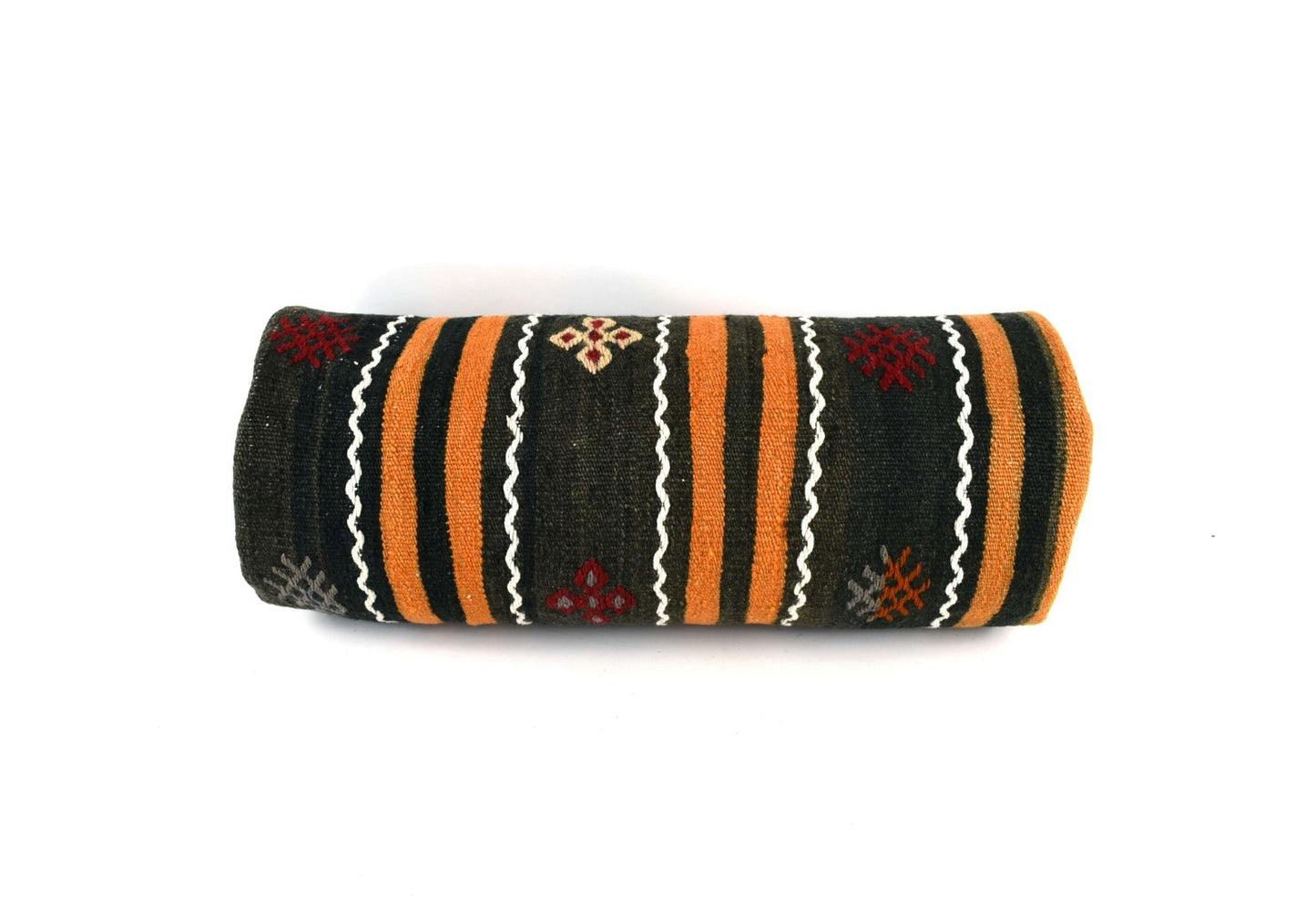 Kilim Bolster Pillow Cover 8x20 in Tribal Vintage Turkish Carpet Bolster Cushion