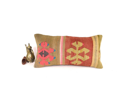 Home Decorative Handmade 12x24 Tribal Vintage Turkish Kilim Pillow Cover A2300