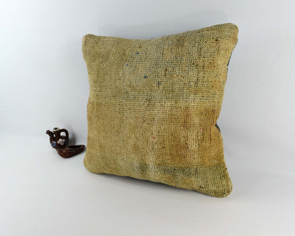 Kilim Pillow Cover 18x18 Handmade Turkish Ethnic Vintage Lumbar Cushion A3102