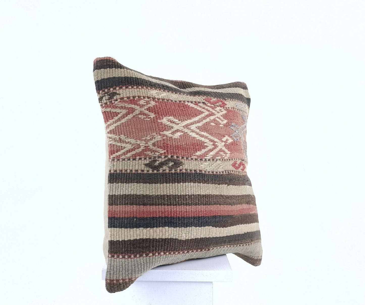  Turkish Kilim Pillow Cover 16x16 Home Decorative Wool Handmade Rug Cushion A513