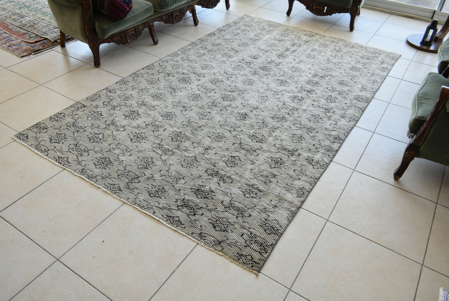 Large Turkish Rug 8.6x5.2 ft Vintage Rug Faded Oushak Rug Living Room Carpet B17