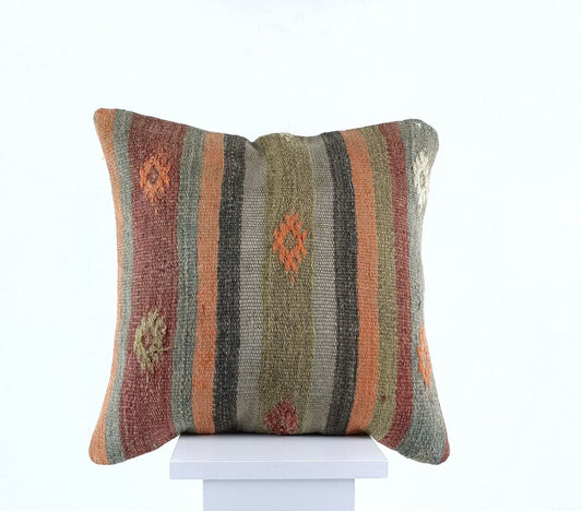 16x16 Ethnic Vintage Turkish Rug Pillow Cover Home Decorative Boho Cushion E857