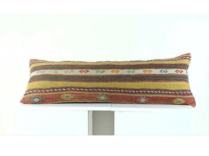 Lumbar Pillow Cover 12x36 Handknotted Kilim Rug Boho Wool Vintage Cushion A1108